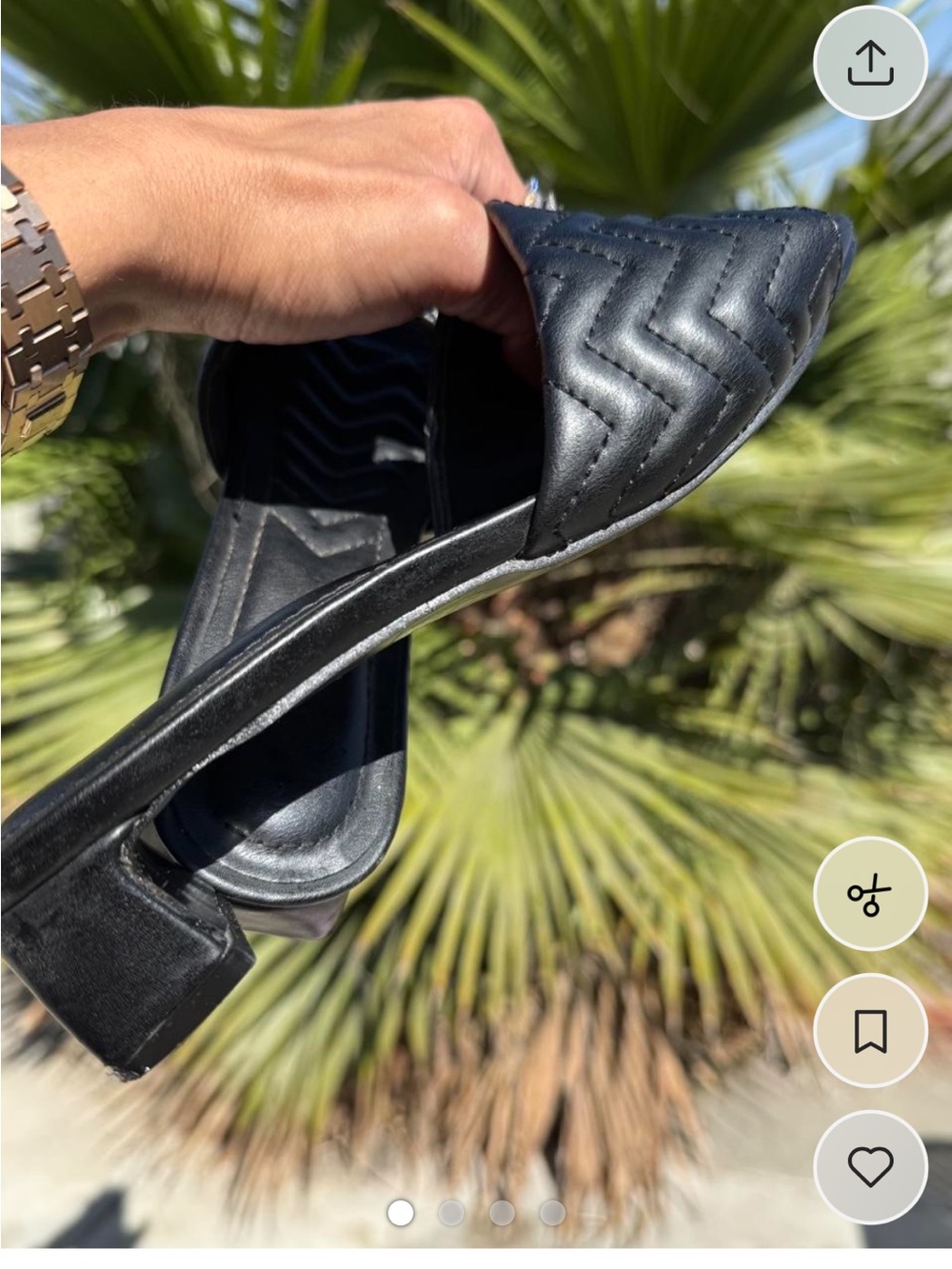 Women's Black Quilted Pointed-Toe Slip-On Heels